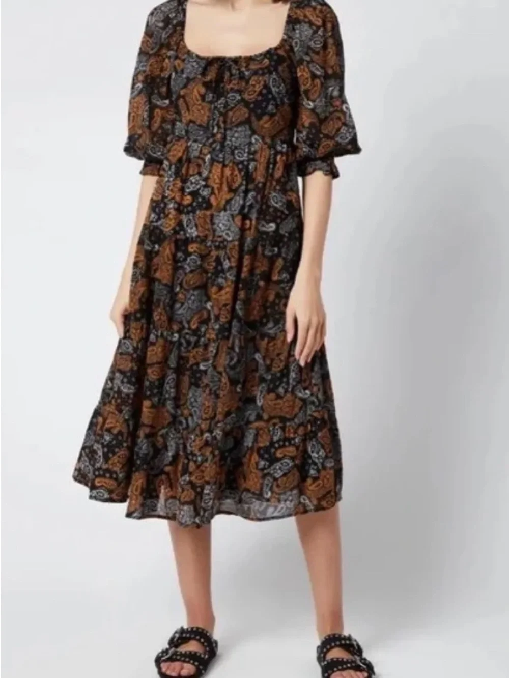 Faithfull the Brand Darsha Midi Dress in Ankara Paisley Print - Picture 2 of 8